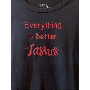 Black Medium Long Sleeve T-Shirt with makeup bag #eyelashes #makeup